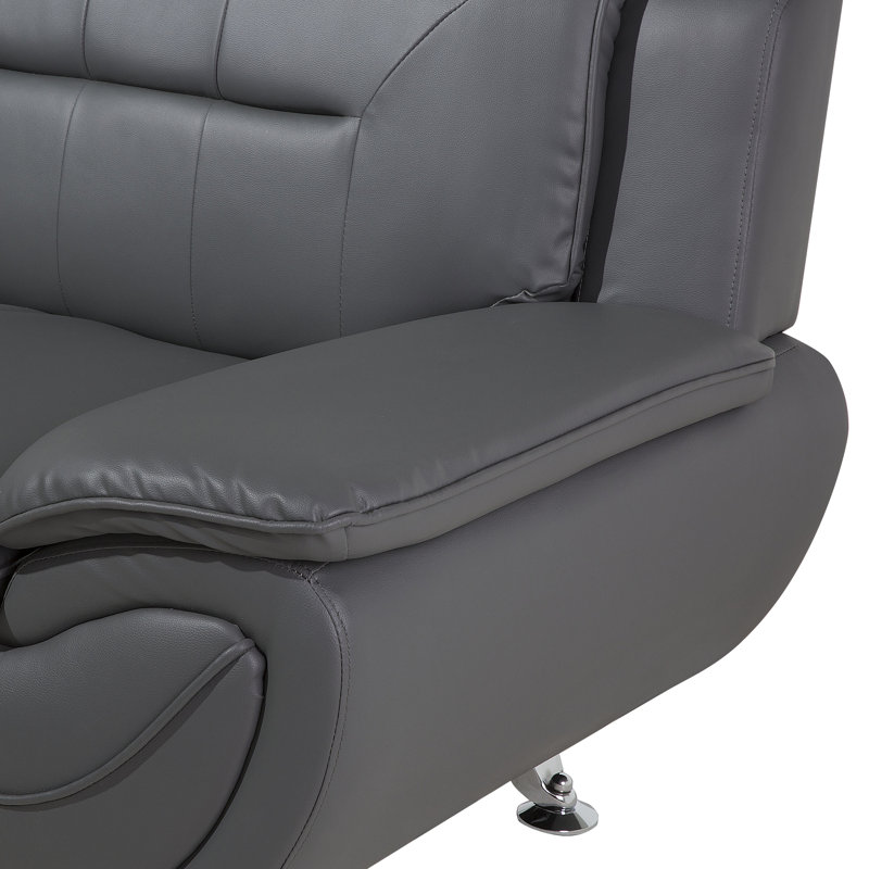 Katarina 2 Seater Faux Leather Loveseat, Grey