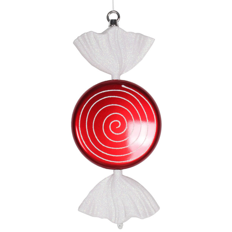 Ornement 13 "bonbon scintillant, Rouge / Blanc