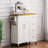 52'' Kitchen Island with Drop Leaf, Embossed Texture Kitchen Island on Wheels with Spice Rack, Towel Rack, 2 Doors and 5 Drawers, Kitchen Storage Cart with Adjustable Shelf for Kitchen