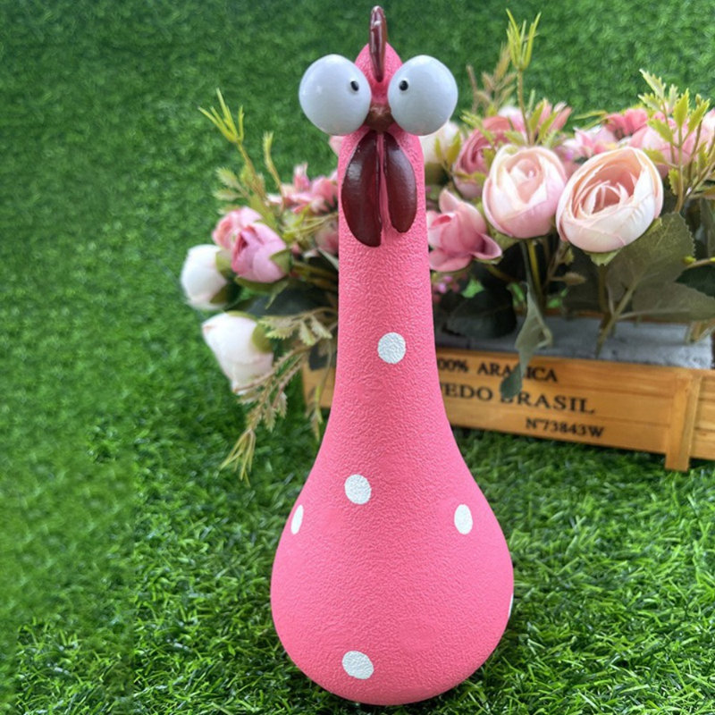 Chicken Statue Silly Chicken Decor Resin Statue Ornaments with Long Neck Handmade Unique Ornament for Home Garden Backyard Decoration