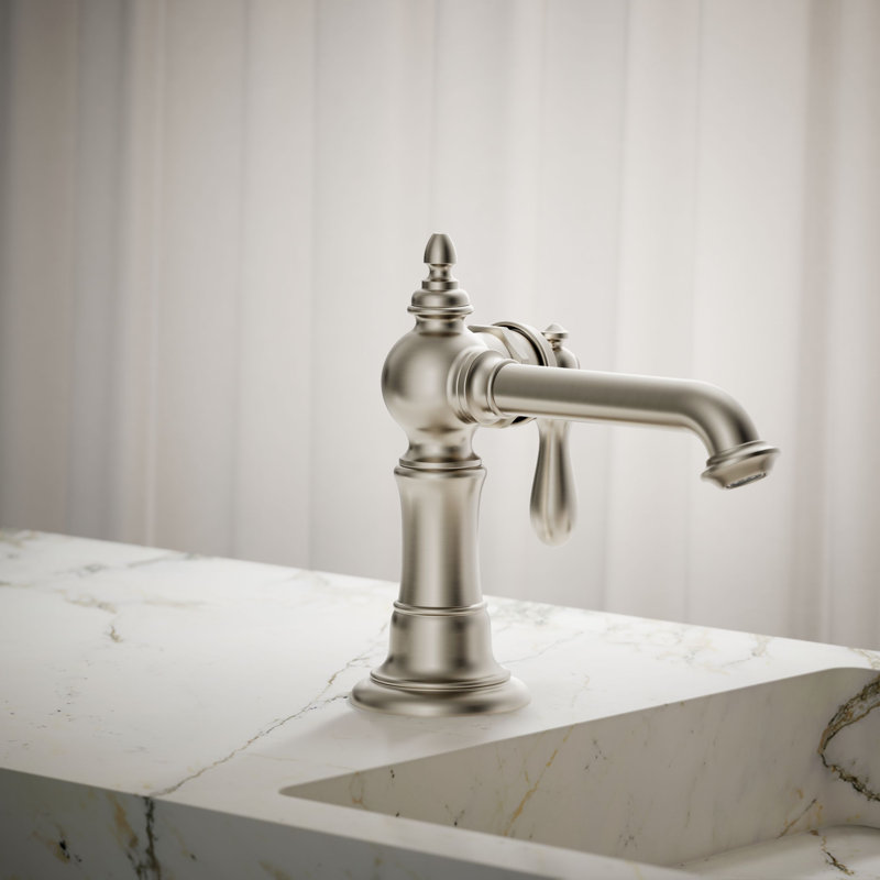 Artifacts® Single Hole Bathroom Faucet with Drain Assembly, Vibrant Brushed Nickel
