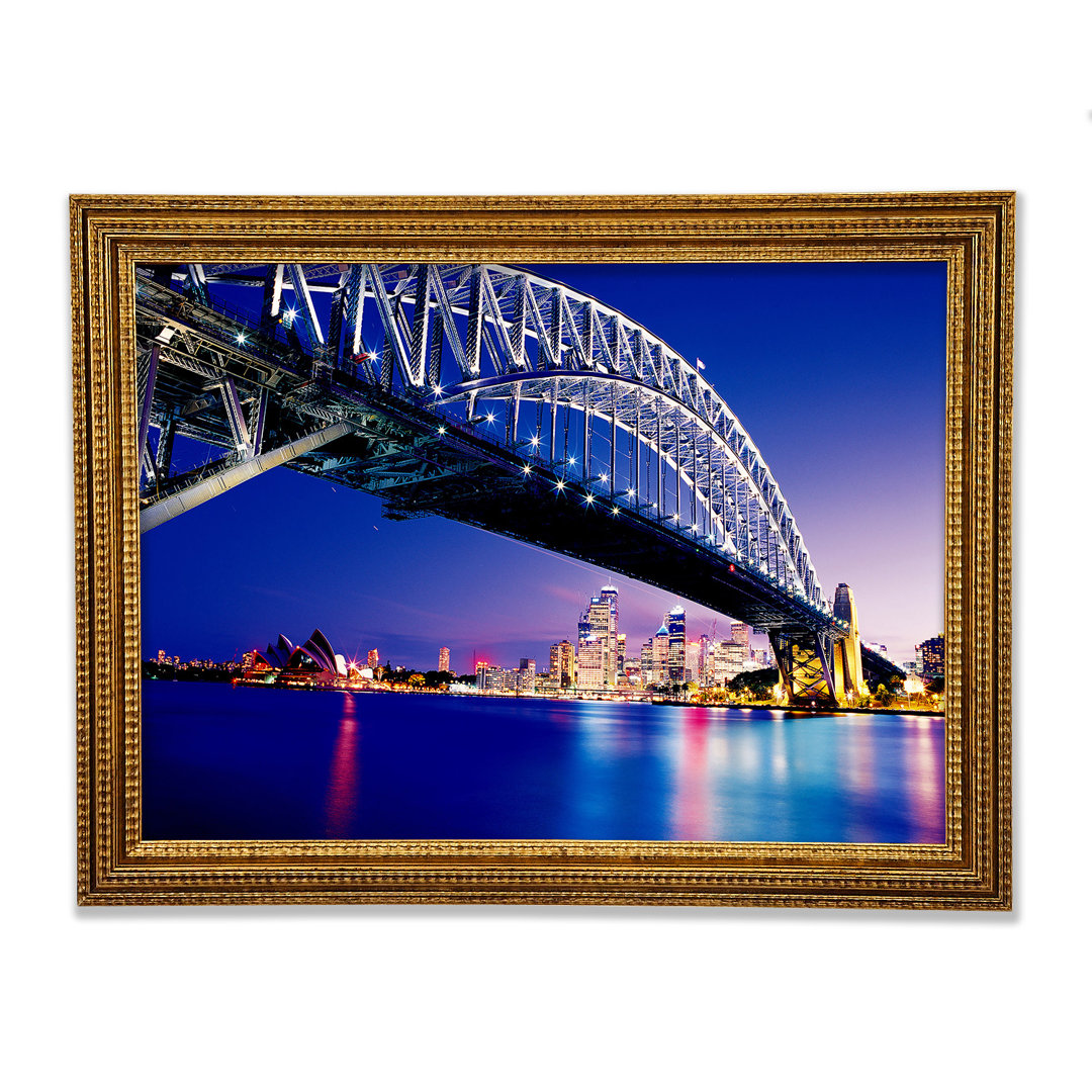 Leinwandbild Sydney Harbour Bridge Blue Night