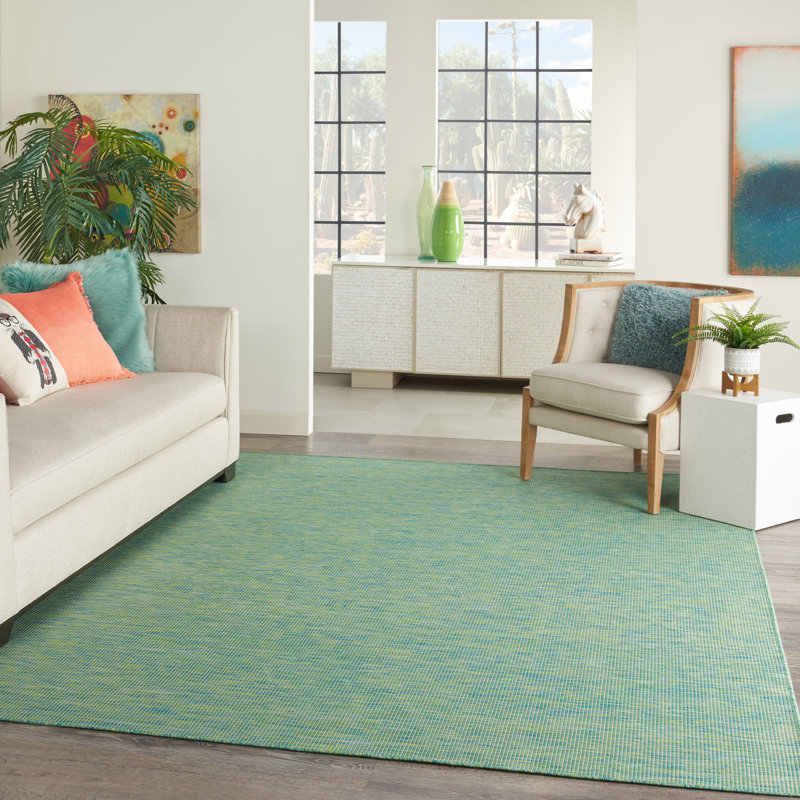 Lillehammer Solid Indoor/Outdoor Area Rug, Rectangle 9' x 12', Green