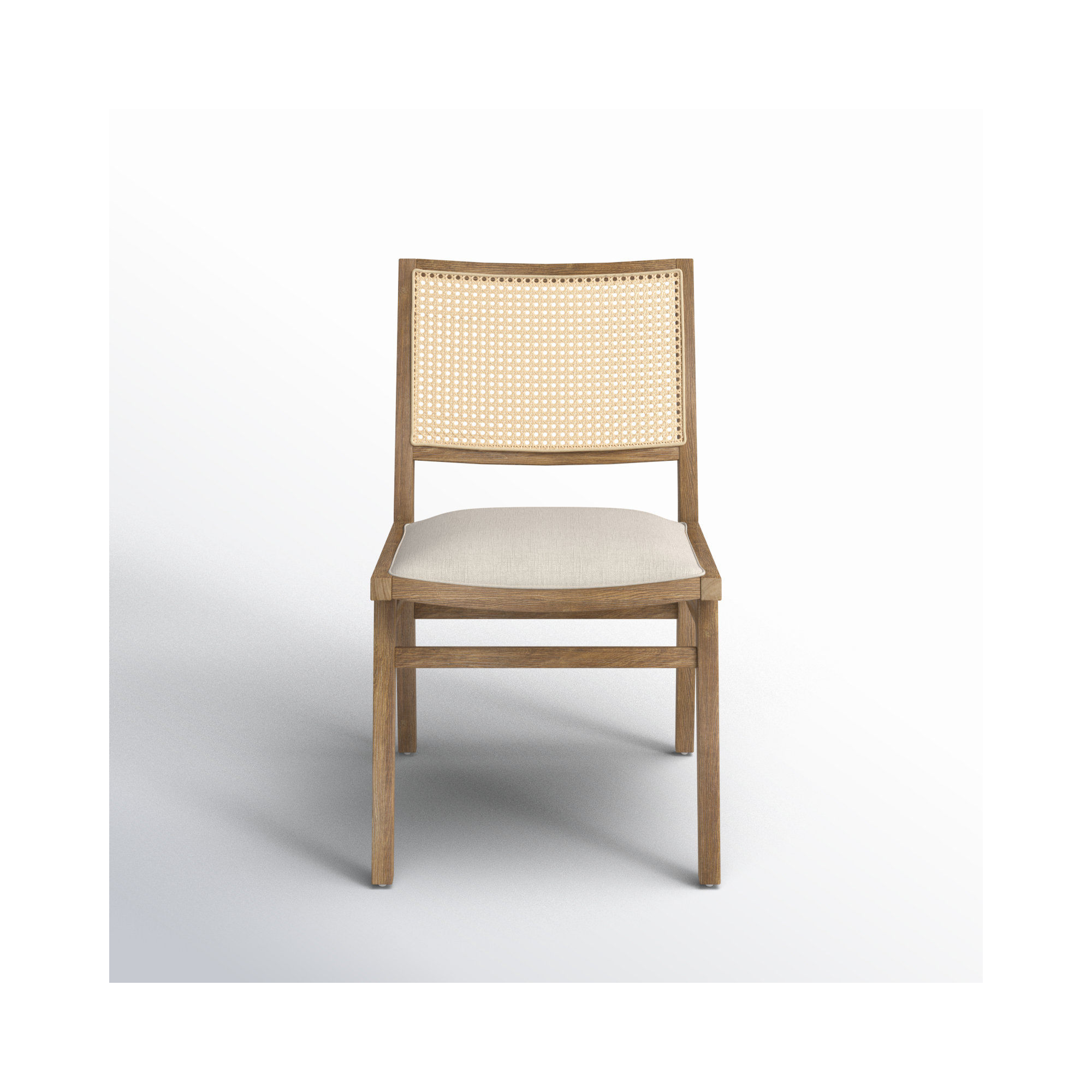 Miraz Cane Back Dining Chair, Toasted Oak, Cream Flax Polyester Blend