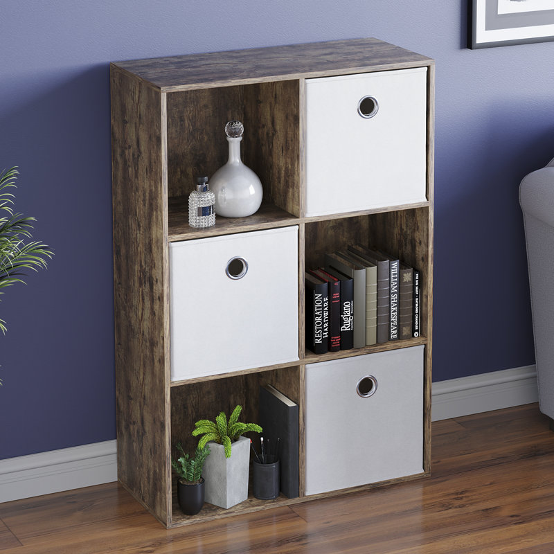 Clemow 96.5cm H x 64.5cm W Bookcase, Dark Wood/White
