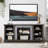 Mantel Stone TV Media Stand With With Faux Stacked Stone Surround, Modern Entertainment Console With Open Storage Space,Grey, 58.31"W*15.39"D*26.06"H-1779604204