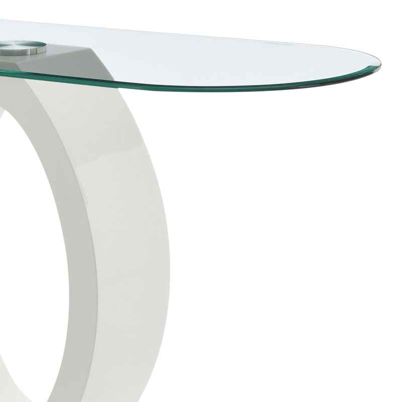 Table de canapé, plateau en verre, finition blanche ultrabrillante