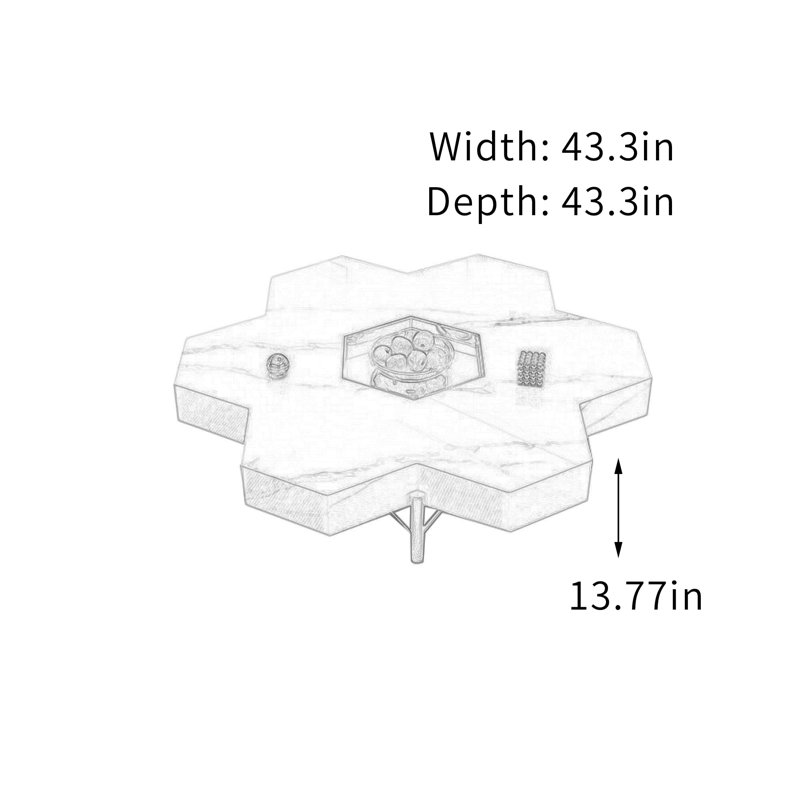 Table basse moderne en ardoise avec plateau en métal, H 13,77 po x L 43,3 po x l 43,3 po, Blanc / gris clair