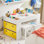 Ensemble de table et de chaises pour enfants 2-en-1 à plateau rabattable avec paniers de rangement 1 table 2 chaises pour artisanat blanc l 34,3 po x P 19,7 po x H 19,7 po