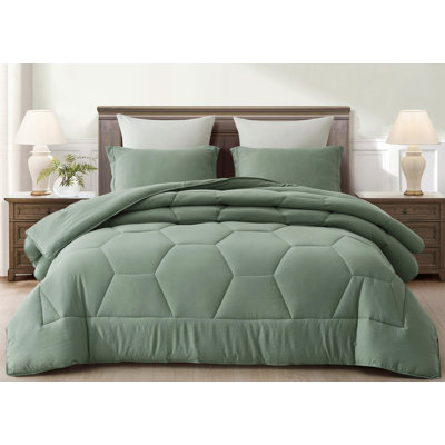 Washed Microfiber Bedding Honeycomb Comforter Set