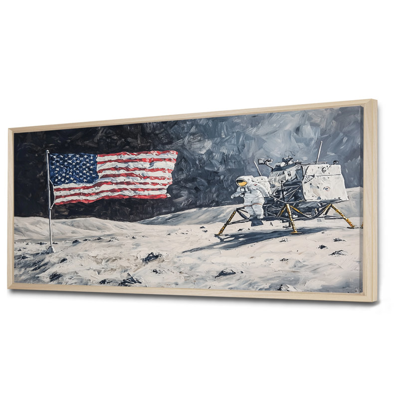 Laerte abstraite Apollo 13 Mission Moon Conquest II - lune, art mural, H 28 po x l 60 po, Impression encadrée flottante