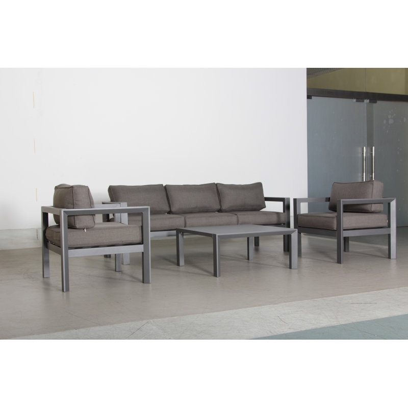 Abygayle 5 - Person Patio Conversation Set with Cushions, Gray
