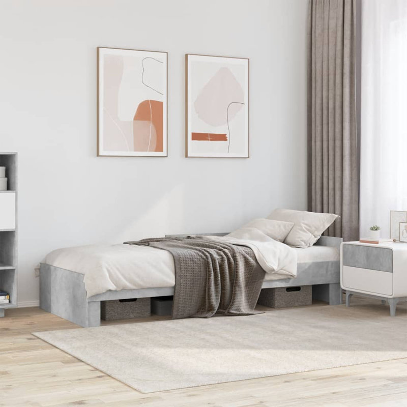 Bed Frame Without Mattress Engineered Wood, European Single (90 x 200 cm), Concrete Grey