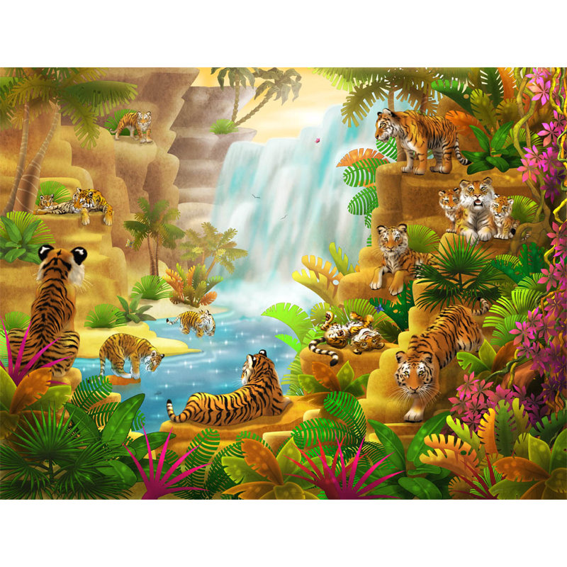 Affiche brillante "tiger paradise", H 18 po x l 24 po