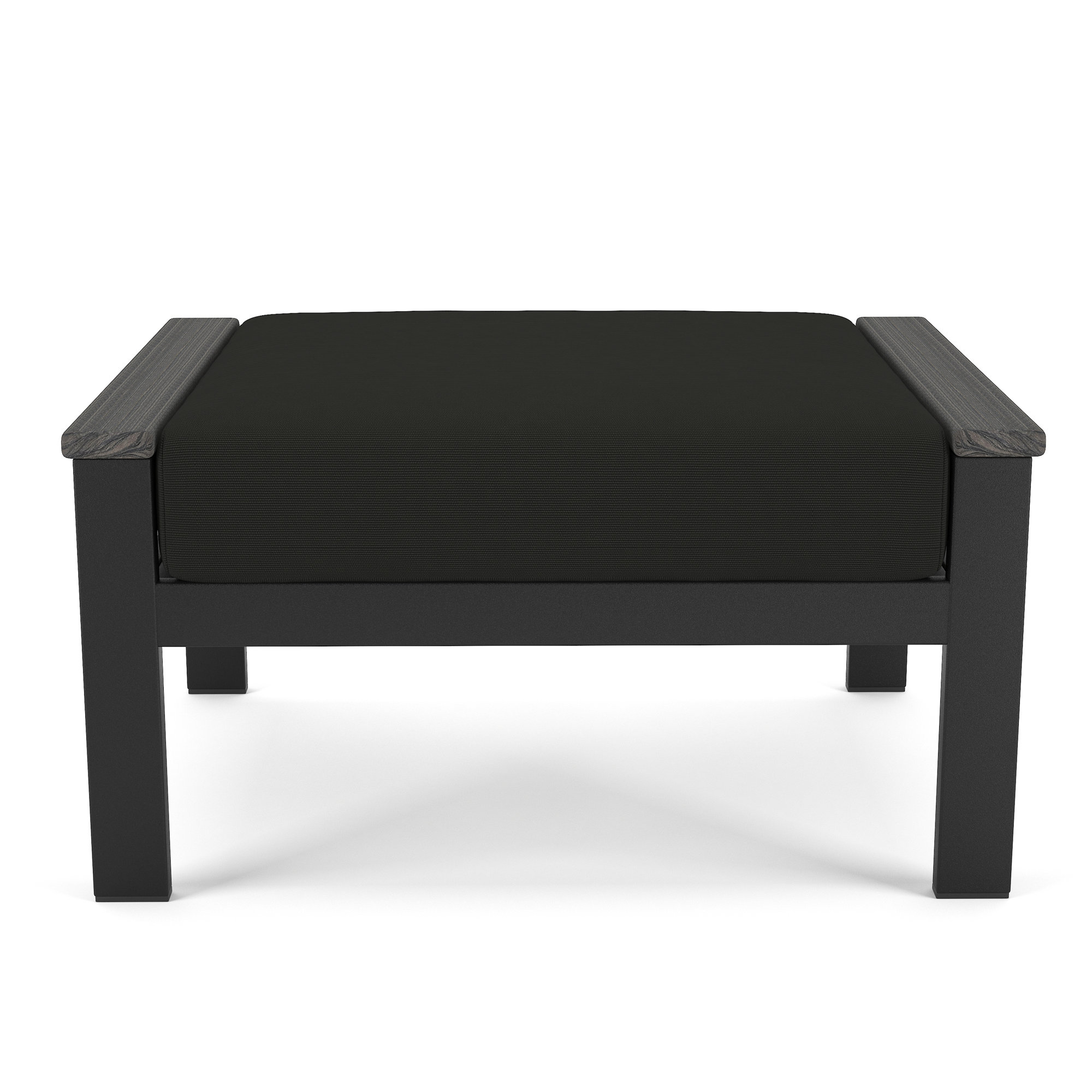 Townsend Outdoor Ottoman with Sunbrella Cushions, Canvas Black Sunbrella® Canvas