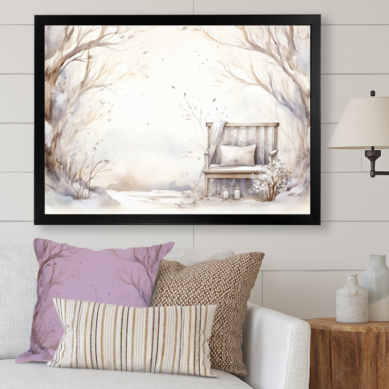 Cozy Winter Cottage Retreat IV - Art mural de ferme, Cadre d'angle fermé noir, H 30 po x l 40 po x P 1,5 po