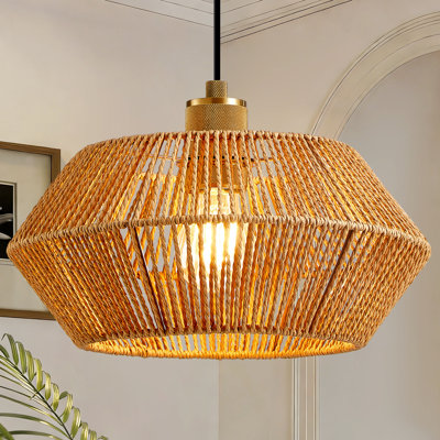 14 cm H Drum Pendant Shade ( Uno ) in Yellow