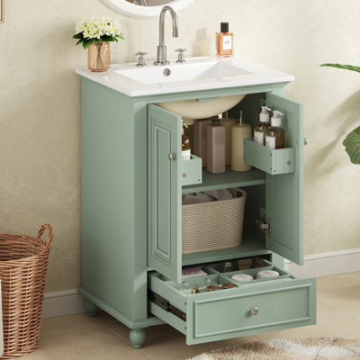 Meuble-lavabo 24 po avec comptoir en céramique