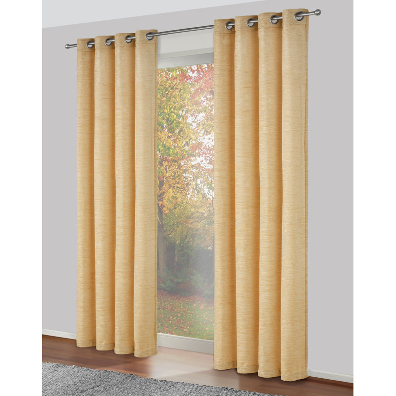 Breedlove Eyelet Room Darkening Single Curtain, 270cm Width x 245cm Drop, Beige