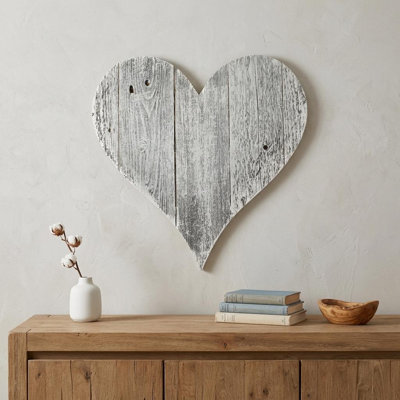 24" Turquoise Reclaimed Wood Heart Wall Decor