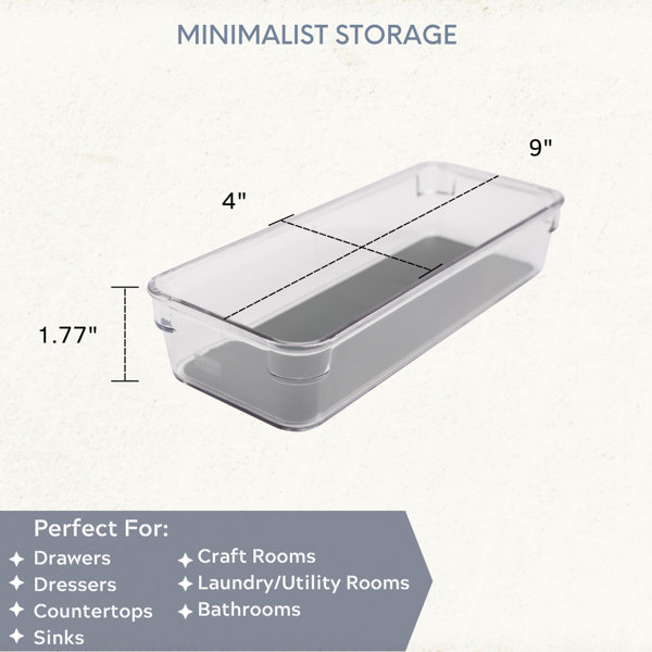 Idesign Clarity BPA-Free Plastic Customizable In-Drawer Storage Organizer Dividers, 16 inch x 9.2 inch x 1.99 inch, Adjustable