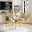 Glass Round Dining Table Set with Luxury Velvet Upholstered Dining Chairs-1459947681-1459947682-1445209770