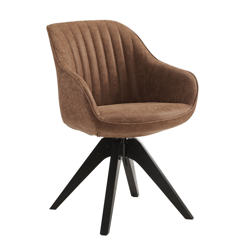 Hayek Upholstered Swivel Armchair, Black, Dark Orange  Faux Leather