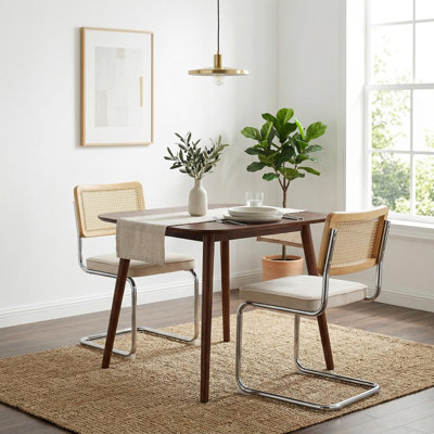 3 Piece Dining Set For 2 With Rattan Back Chairs