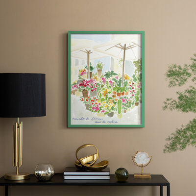 Tirso Flower Market I, reproduction encadrée - bois massif