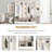 Roomfitters Modern Wide Hall Tree with Bench, Multifunctional Mudroom Shoe Cabinet with Shelves and 8 Hooks for Entryway Storage, White-677356429
