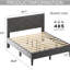 Structure de lit pour grand lit Tempting avec tête de lit en lin et construction silencieuse, sous le rangement, sans sommier, 485 lb, structure robuste et robuste de la tête de lit gris anthracite, Emphasis-1869805008