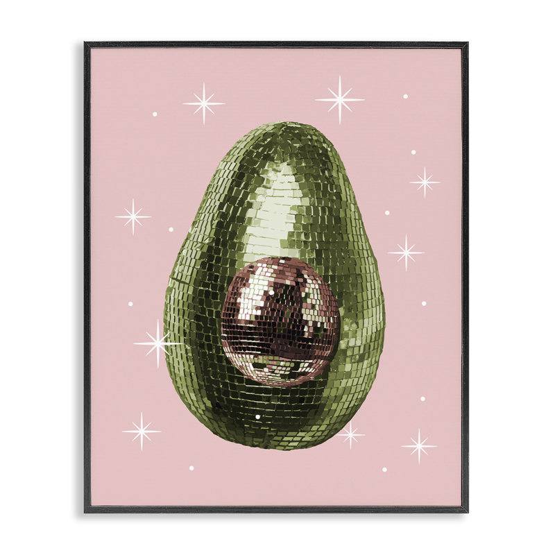Luminous Disco Avocado Framed Giclee, design by Lil' Rue, Midnight Black Framed Giclee, 14" H x 11" W