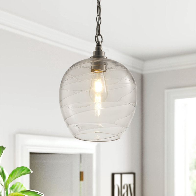 Luminaire suspendu en verre transparent nickel à 1 intensité variable