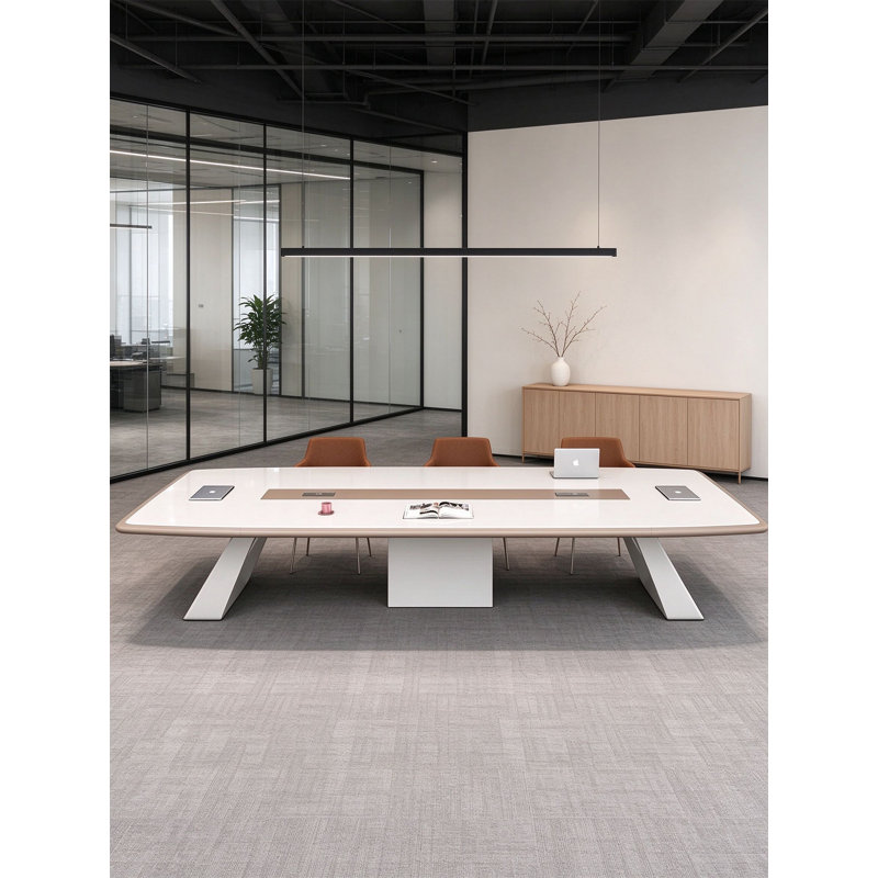 Grande table de conférence en bois laqué de style moderne pour le bureau