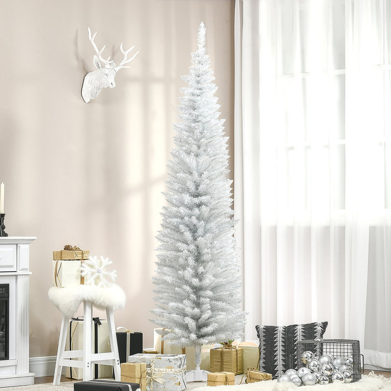 Arbre de Noël artificiel 7 pi, arbre de Noël mince avec 499 branches réalistes et support en plastique