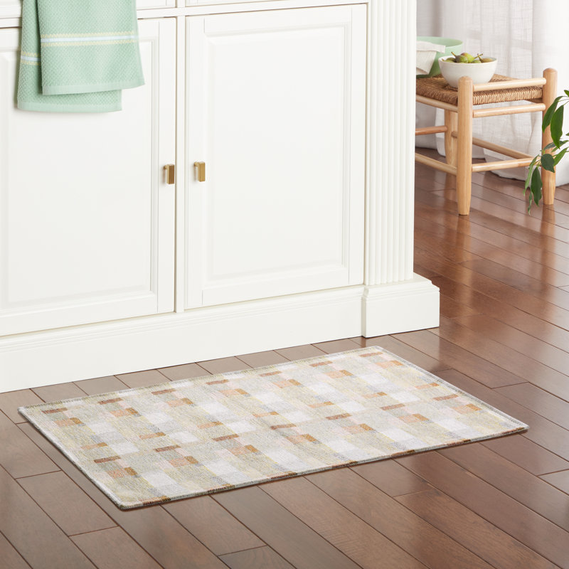 Tapis de cuisine Martha Stewart, Rectangle 1 pi 8 po x 3 pi, Vert menthe, blanc