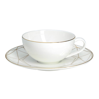 Gem Cut Gold Bone China Teacup