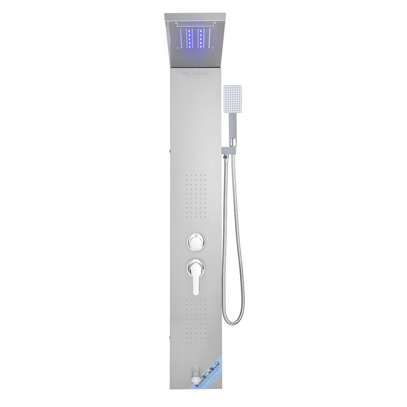 Système de tour de douche avec colonne en acier inoxydable et tête de chute d'eau 5 modes