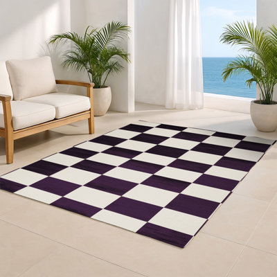Tapis d'intérieur et d'extérieur à carreaux beige