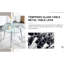 Verre transparent et salle à manger en métal argenté pour 4 personnes: table avec pieds en polyuréthane et chaises noires en polyuréthane