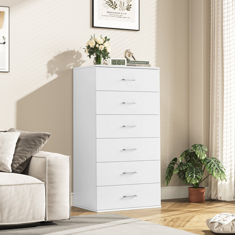 Badilla 6 Drawer 23.6'' W Lingerie Chest, White