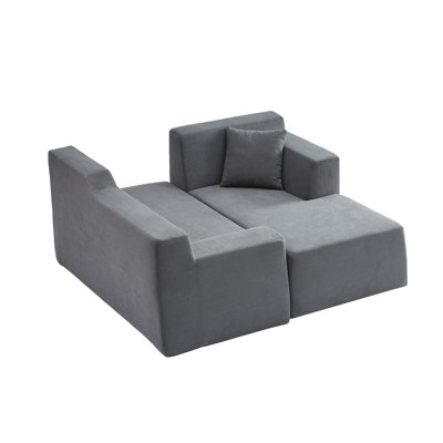 Modern minimalist L-shaped corduroy high back sofa