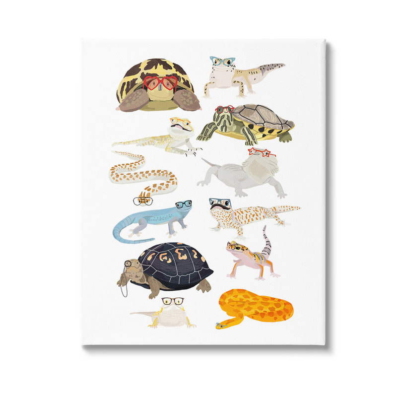 Hipster Glasses Reptiles, art mural sur toile par Hanna Melin, H 48 po x l 36 po