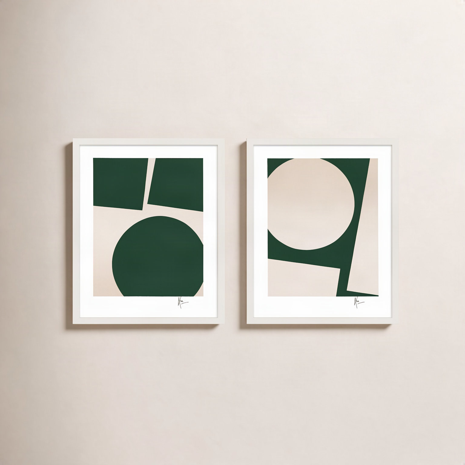 You and Me "In Green" 2-Piece Painting Set, 50" H x 80" W x 1.25" D, White