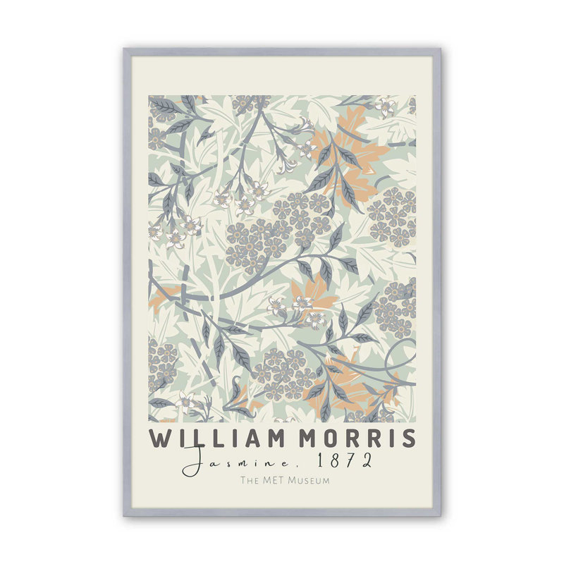 «Beige Jasmine» par William Morris, reproduction, Cadre photo argenté, H 15,25 po x l 12,25 po