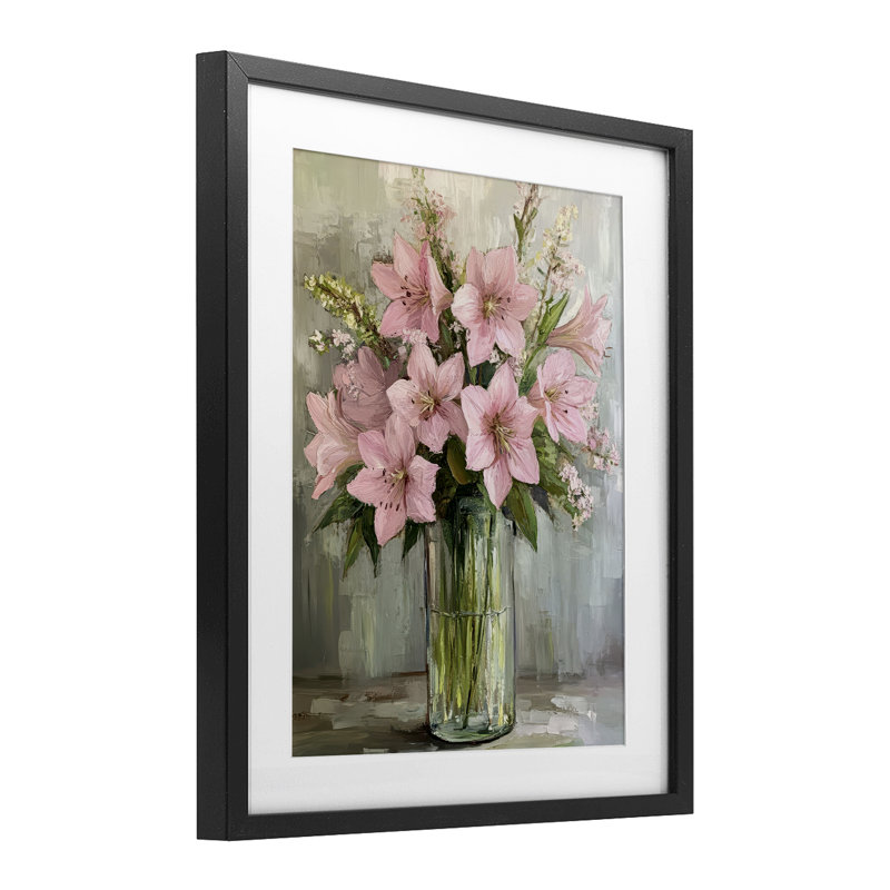 «Lily», impression florale encadrée sous verre, par Petal Prints Design, H 21 po x l 17 po, Cadre noir minuit