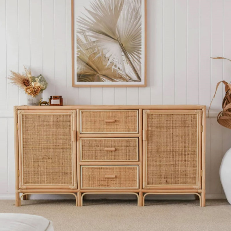 Armoire de véranda rétro en rotin tissé