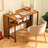 Space-Saving Bamboo Folding Desk with Storage Shelf, Foldable Study Table for Small Spaces, Home Office, Dorm Room, Multi-Functional Computer Desk, Brown-715210487