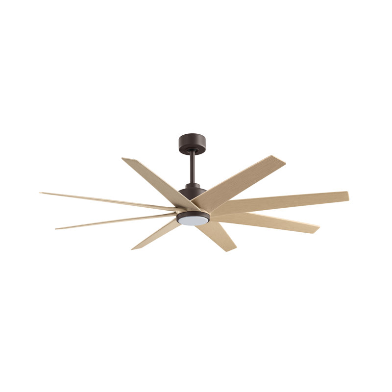 Ariella - Ventilateur de plafond à huit pales - DEL intégrée, Bronze texturé, Ton érable clair