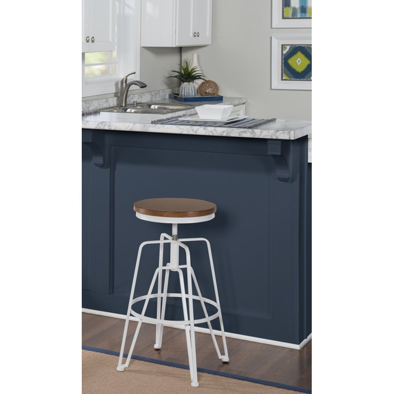 Lindzie Swivel Adjustable Height Counter Stool, White